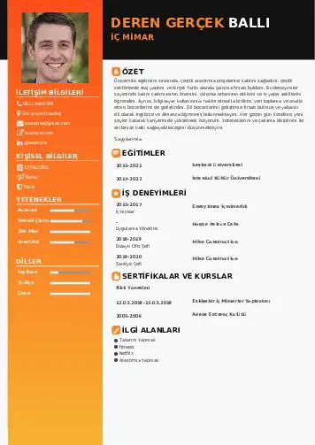İç Mimar Cv Örnekleri cv indir